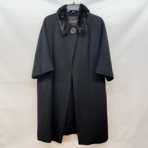 Julius Garfinckel & Co Forstmann Black 100% Wool Cape w/Fur Collar Size M/L